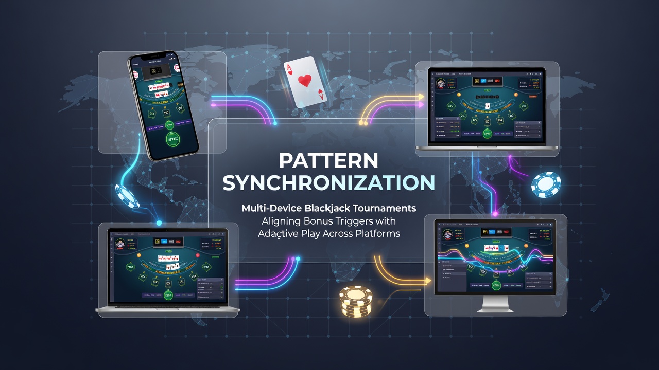 Illustration der Mustersynchronisation über verschiedene Geräte in Blackjack-Turnieren
