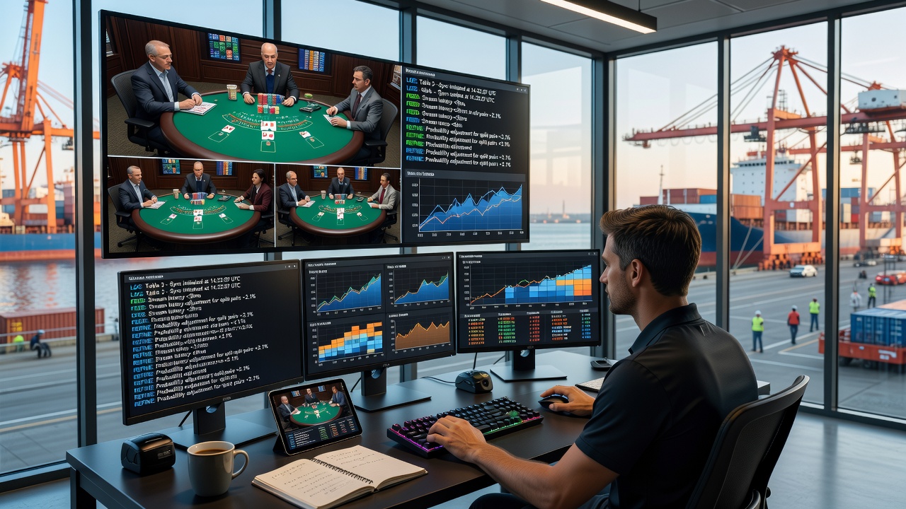 Beispielhafte Oberfläche eines mobilen Blackjack-Tools mit synchronisierten Logs und Live-Feeds