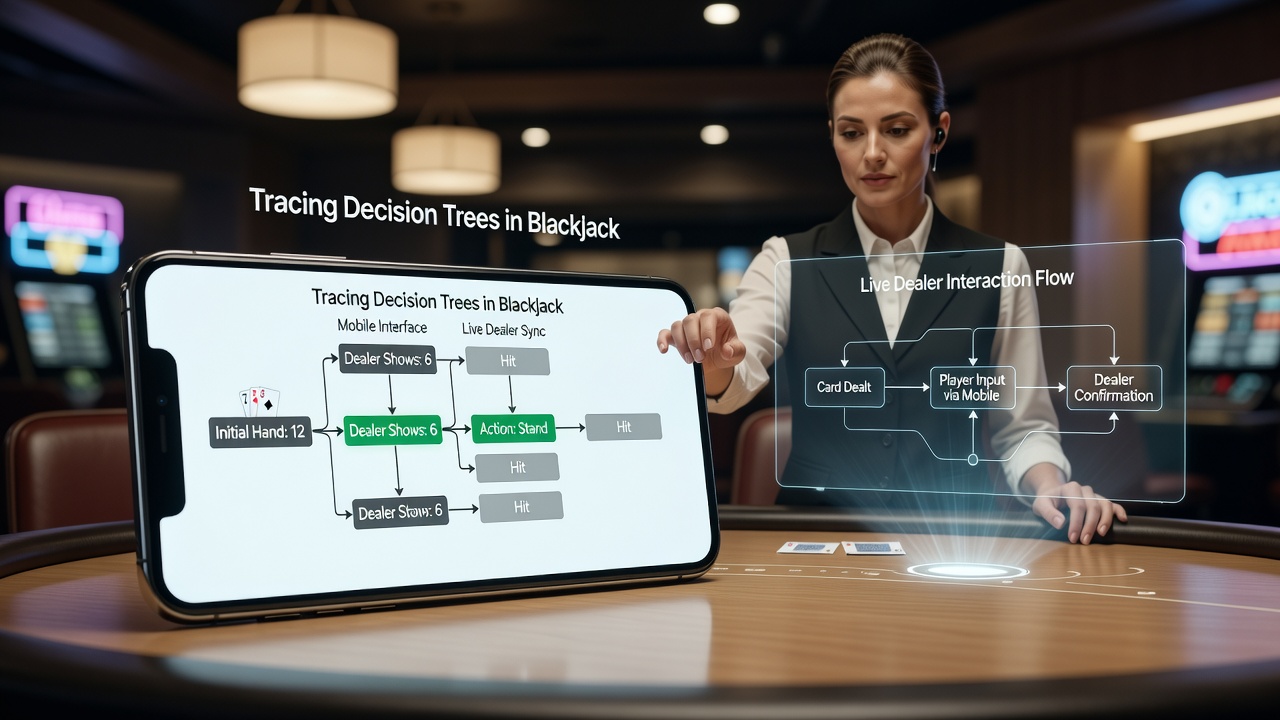 Live-Dealer-Blackjack mit mobiler Entscheidungsbaum-Visualisierung
